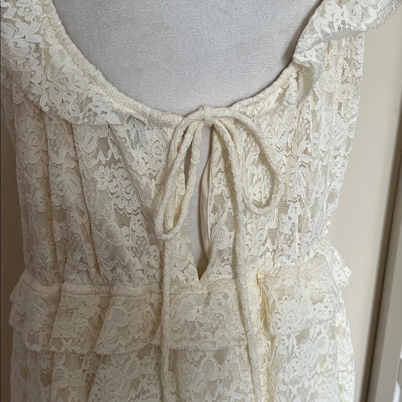 Arula Feminine Boho Cream/Ivory Lace Ruffle Mini Dress - Size B (18/20) - NWOT - Picture 6 of 9